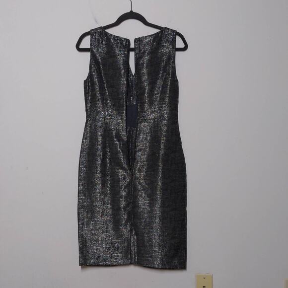 Adrianna Papell Sheath Dress Black Metallic Notch Neck Sleeveless Cocktail 4 - Picture 4 of 11
